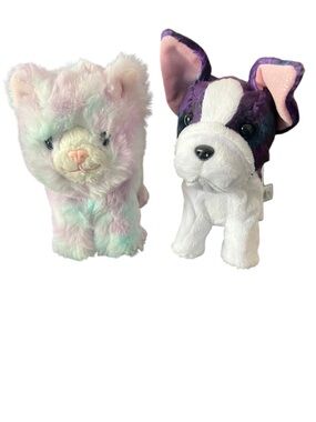 American Girl Pet Lot 2 Dog - French Bulldog & Purrpley Pink Kitty Cat Poseable